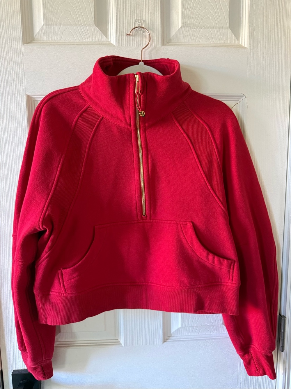 Lululemon Lunar New Year Scuba Funnel Neck Half Zip Dark Red Gold XS/S